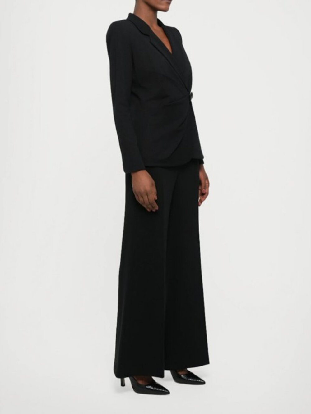 Emporio Armani single button blazer and wide leg trousers black women's size 4